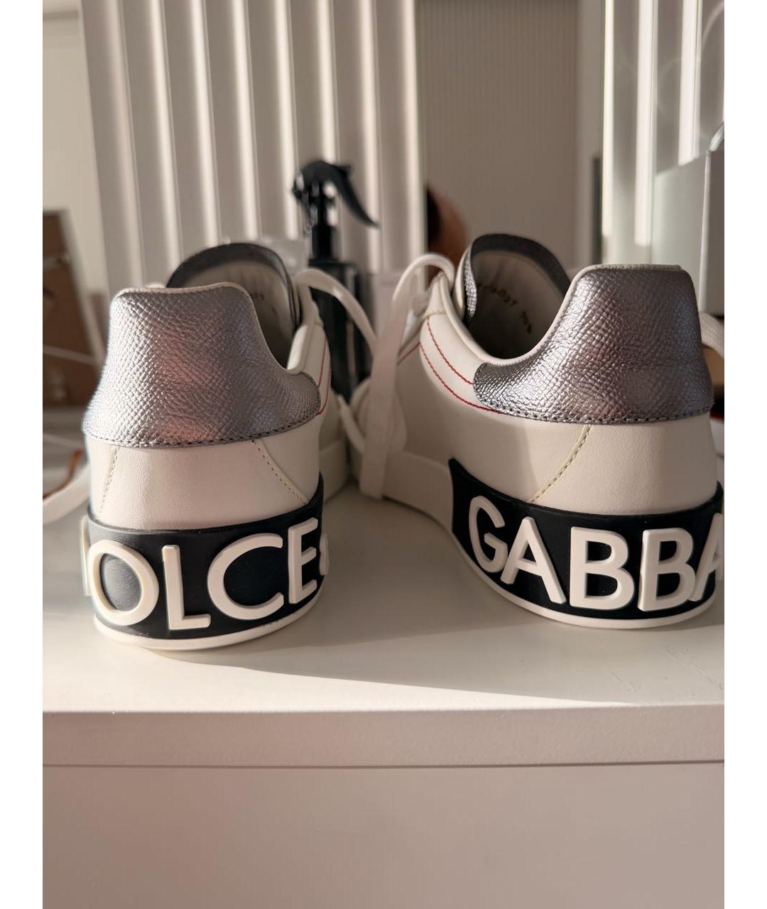 DOLCE&GABBANA Белые кожаные кеды, фото 4