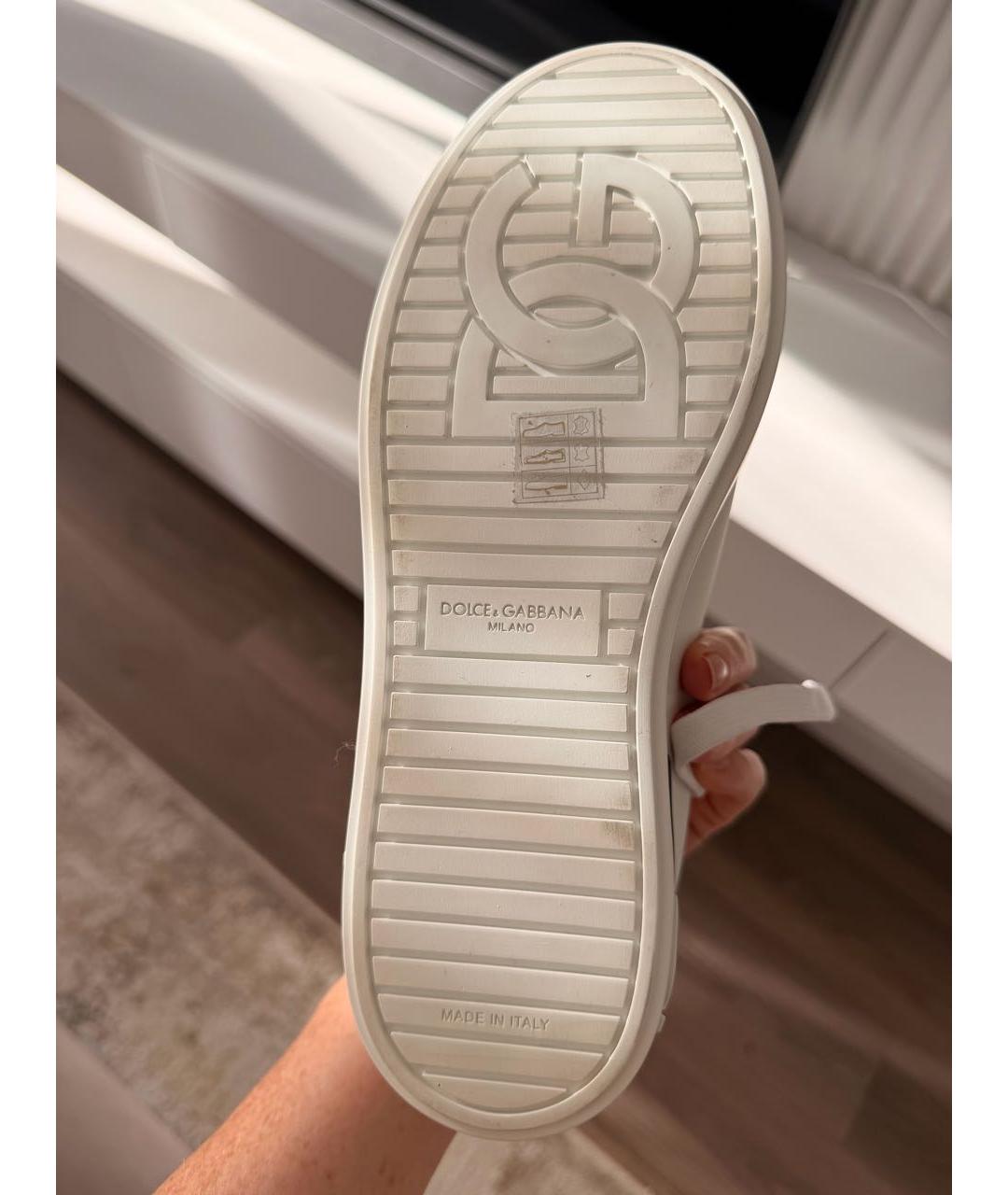 DOLCE&GABBANA Белые кожаные кеды, фото 6