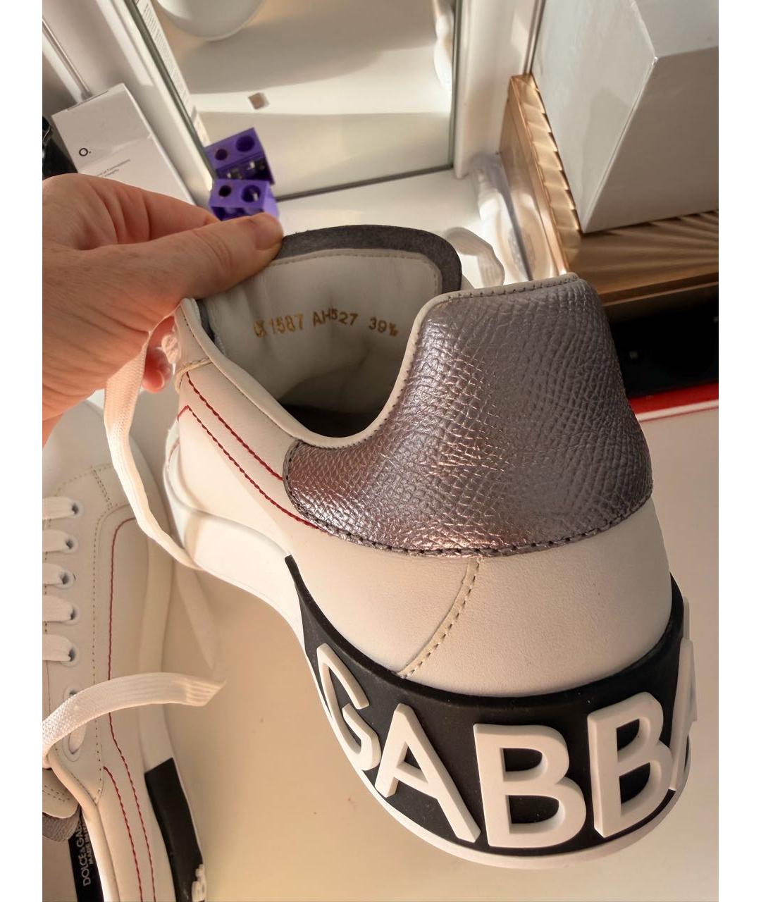 DOLCE&GABBANA Белые кожаные кеды, фото 7