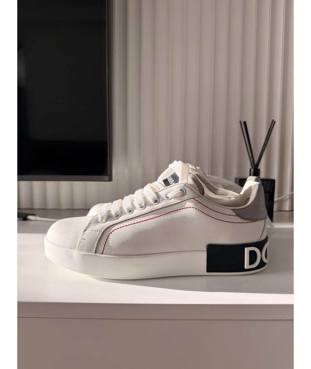 DOLCE&GABBANA Белые кожаные кеды, фото 8