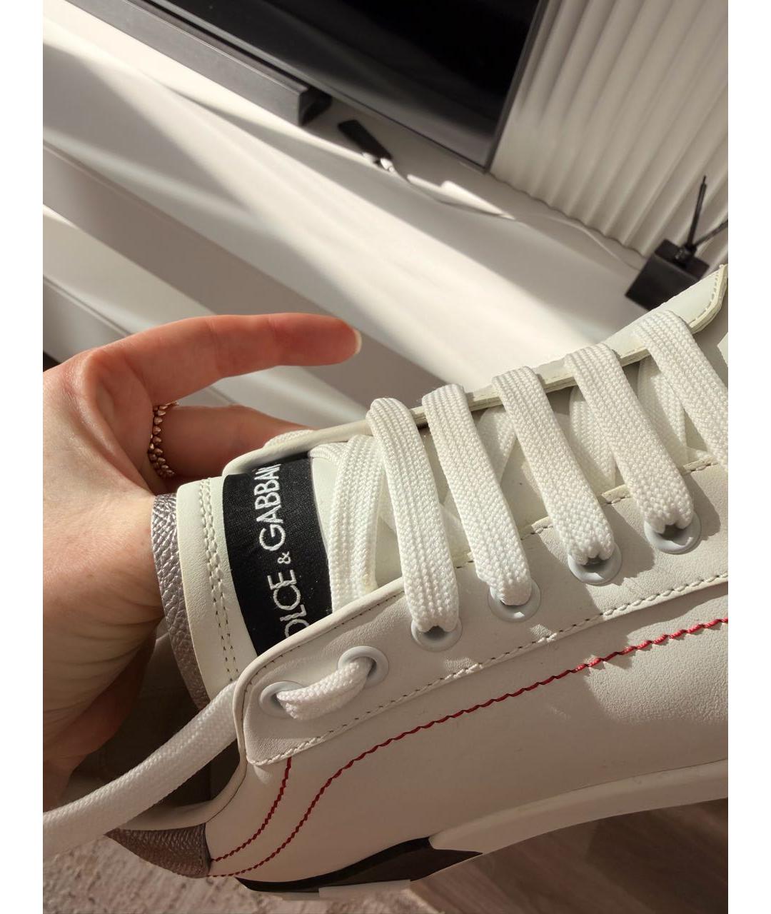DOLCE&GABBANA Белые кожаные кеды, фото 5