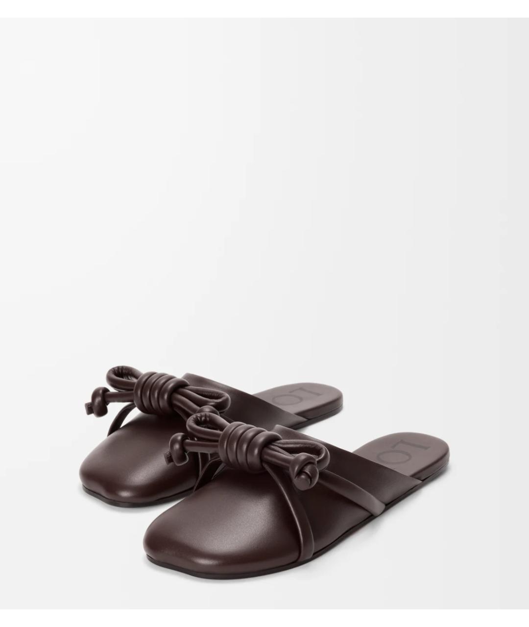LOEWE Коричневые кожаные мюли, фото 2