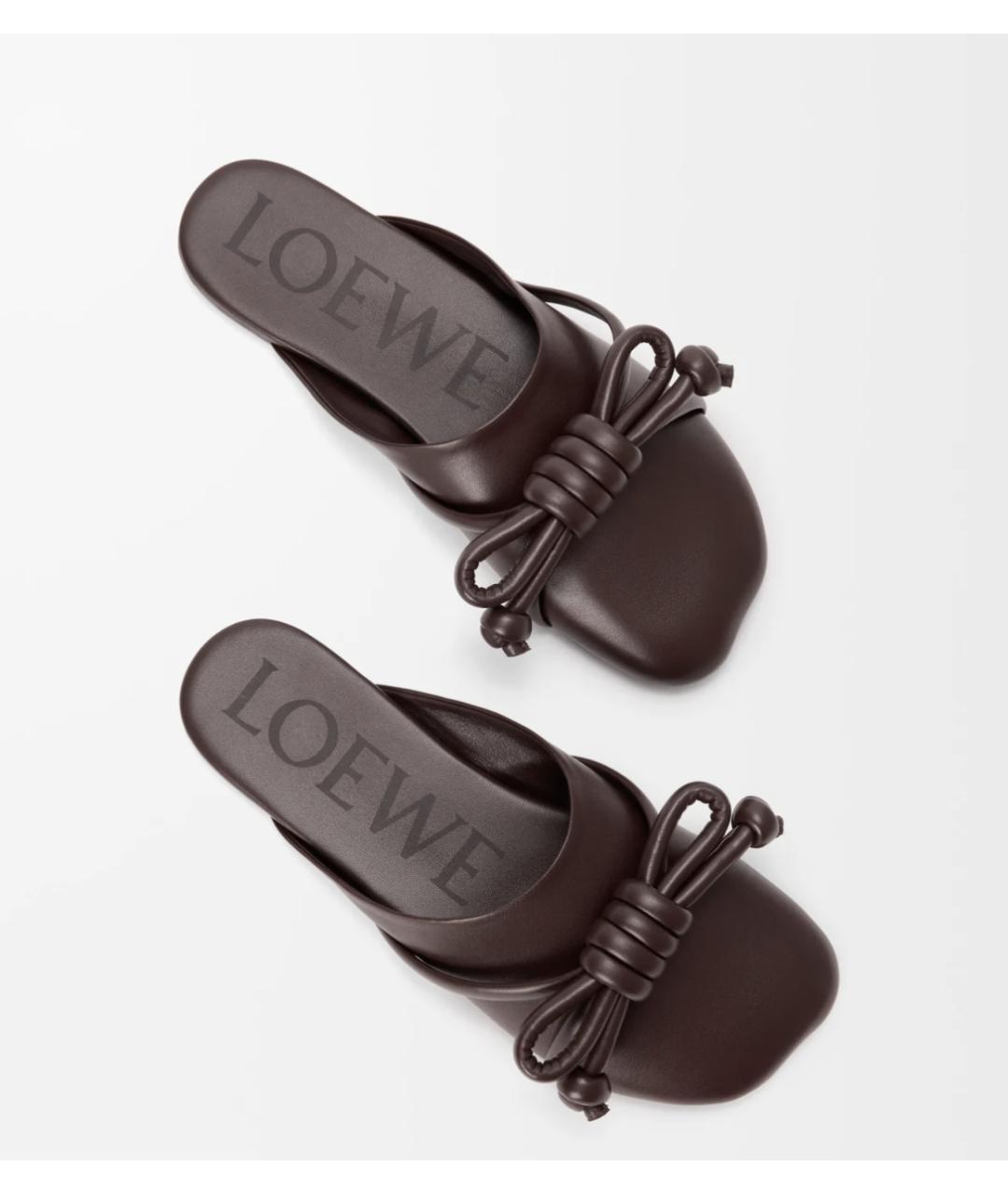 LOEWE Коричневые кожаные мюли, фото 3