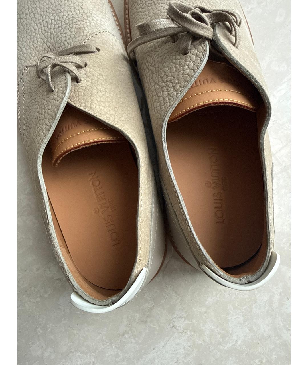 LOUIS VUITTON Бежевые нубуковые туфли, фото 6