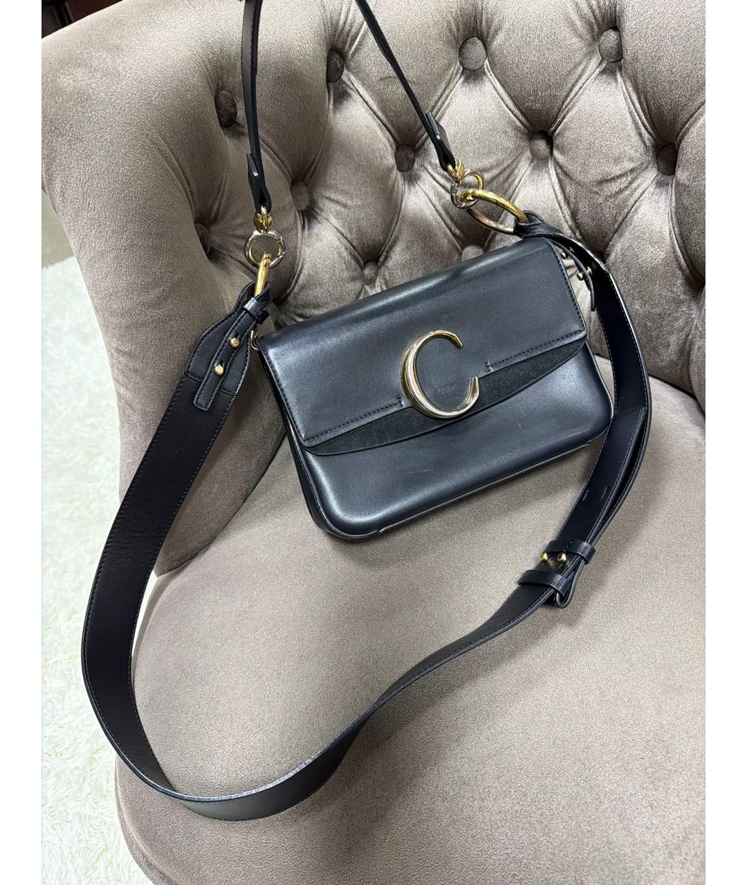 CHLOE Черная кожаная сумка через плечо, фото 2