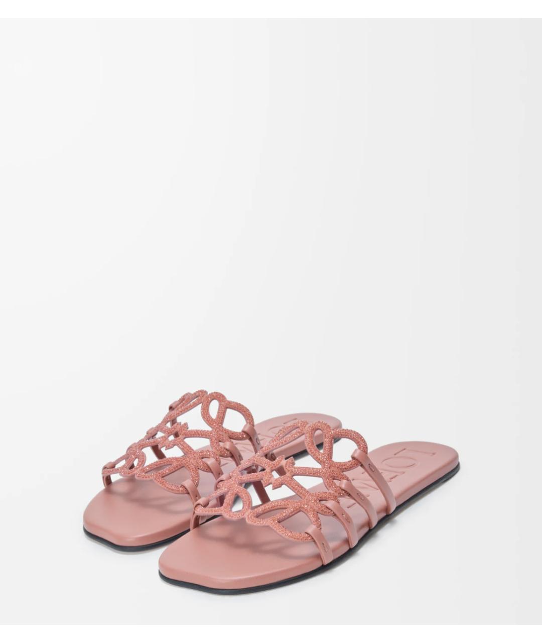 LOEWE Розовые кожаные шлепанцы, фото 2