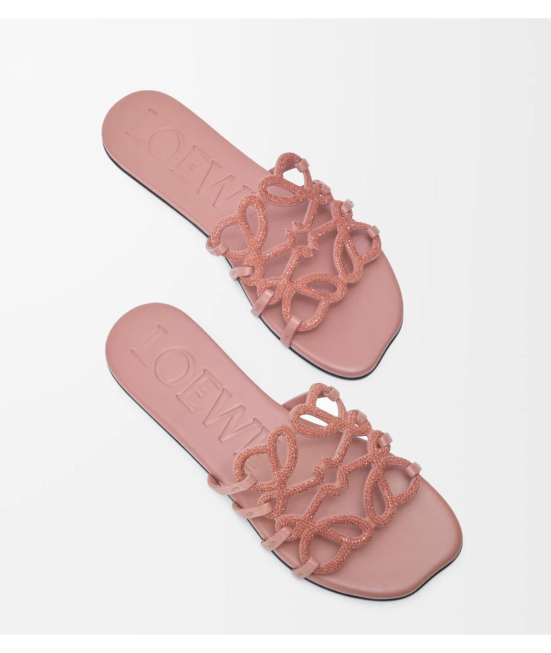 LOEWE Розовые кожаные шлепанцы, фото 3