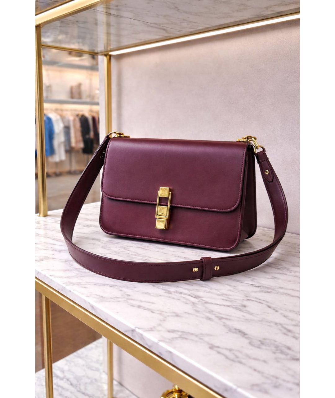 SAINT LAURENT Бордовая кожаная сумка через плечо, фото 8