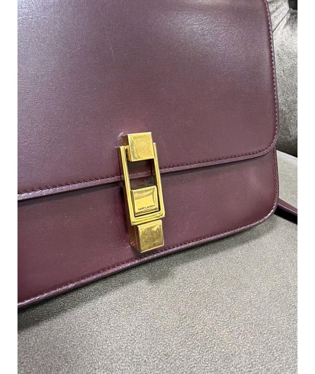 SAINT LAURENT Бордовая кожаная сумка через плечо, фото 2