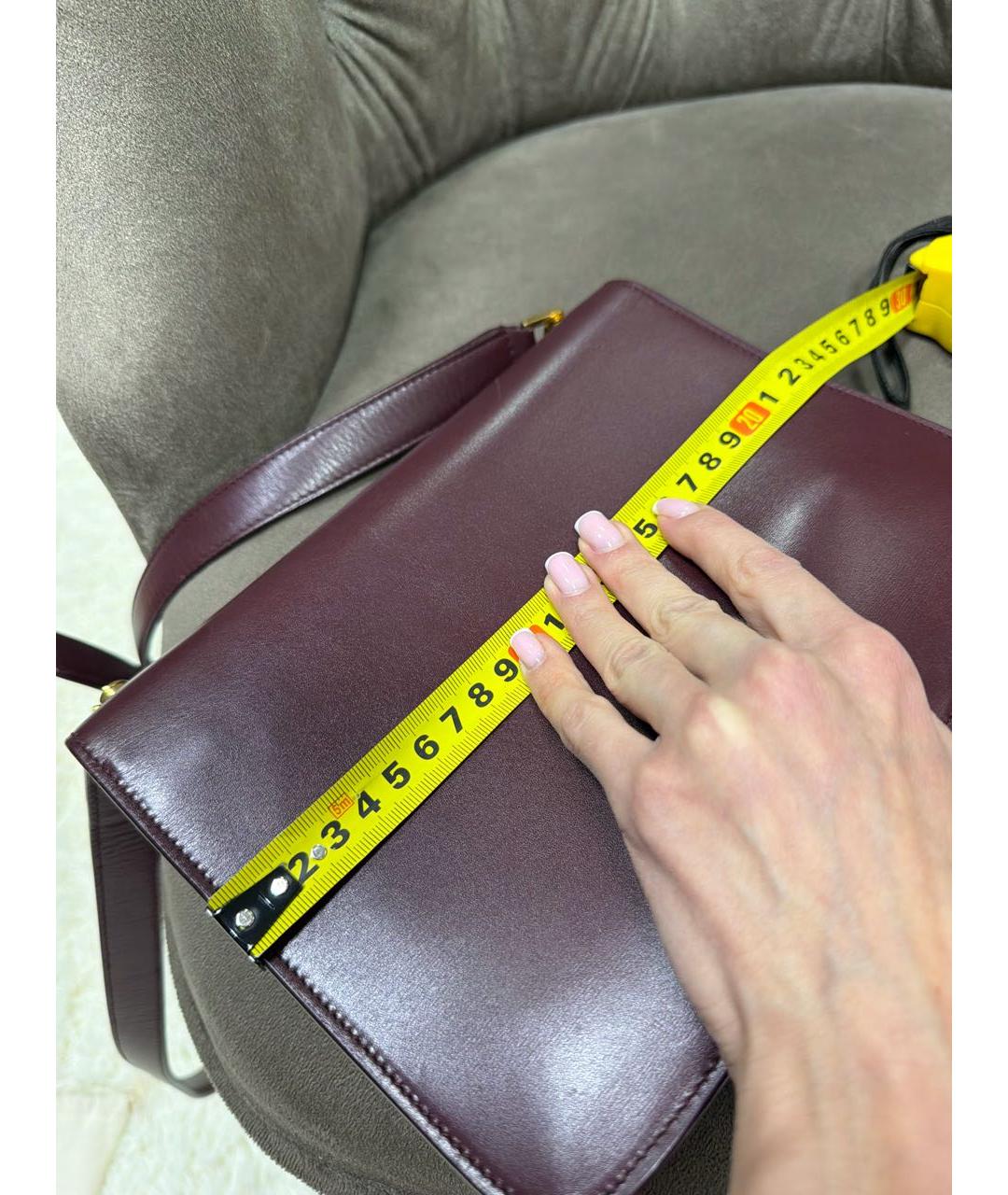 SAINT LAURENT Бордовая кожаная сумка через плечо, фото 6