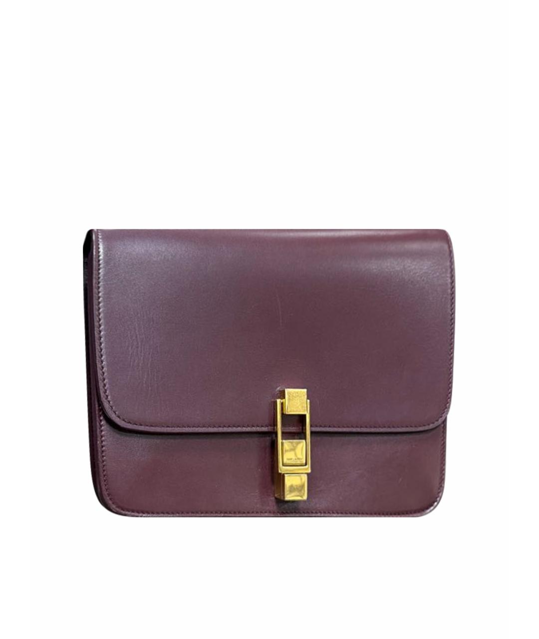 SAINT LAURENT Бордовая кожаная сумка через плечо, фото 1