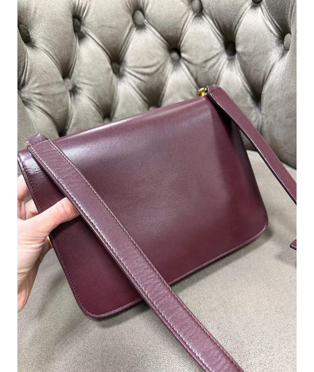 SAINT LAURENT Бордовая кожаная сумка через плечо, фото 7
