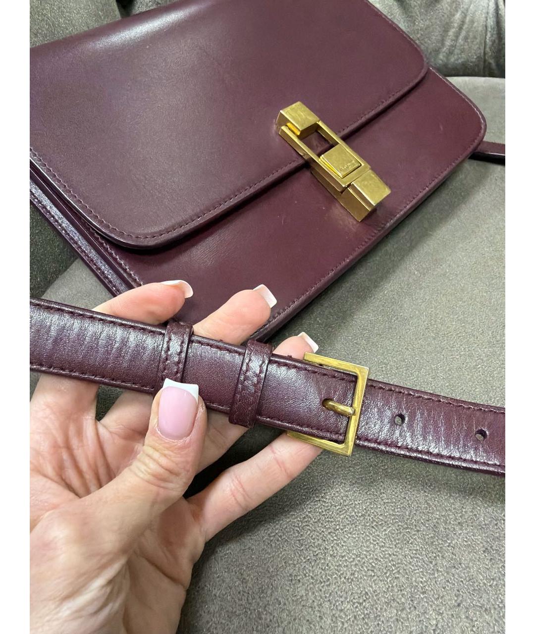 SAINT LAURENT Бордовая кожаная сумка через плечо, фото 3