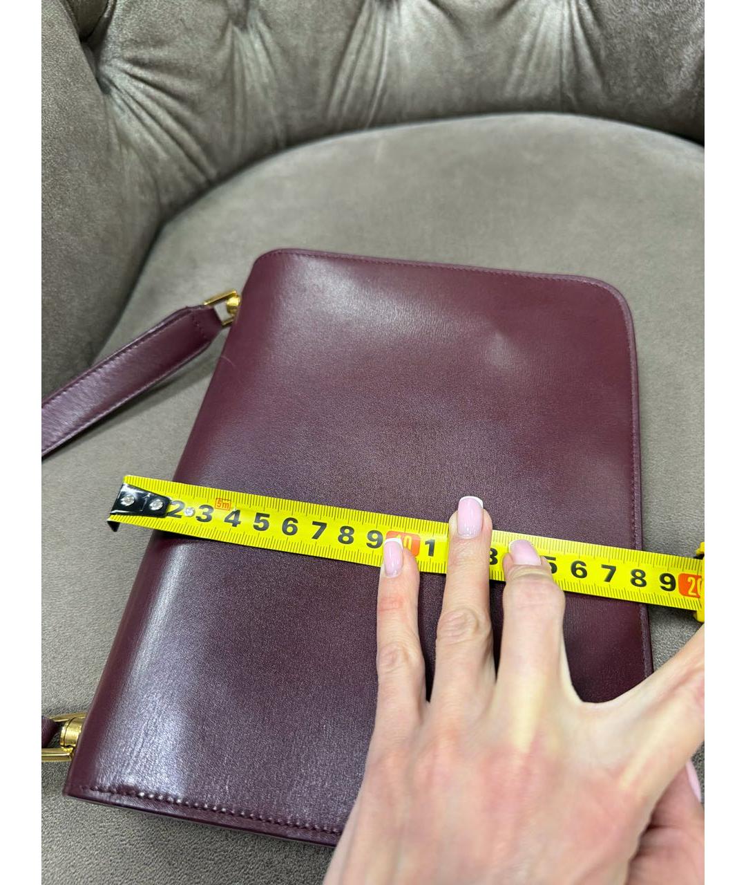 SAINT LAURENT Бордовая кожаная сумка через плечо, фото 4