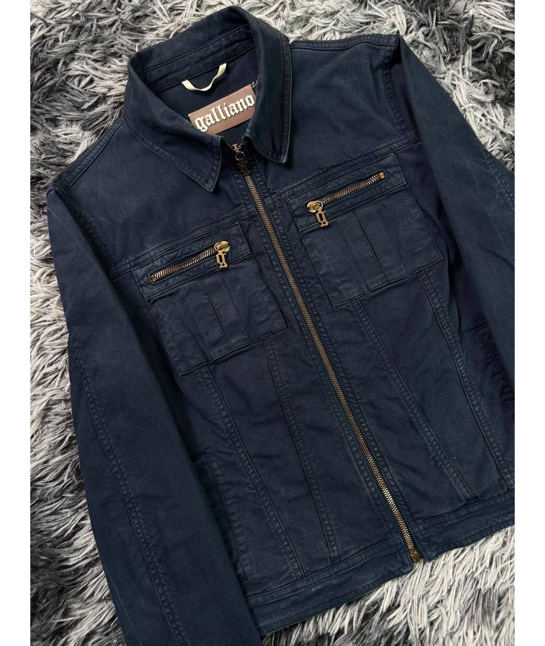 JOHN GALLIANO Темно-синяя хлопковая куртка, фото 4
