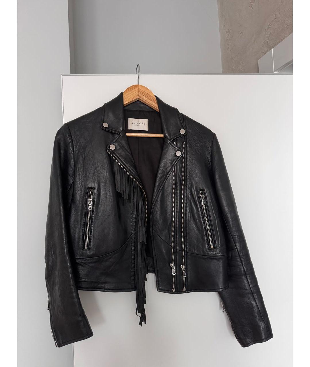 SANDRO Черная кожаная куртка, фото 9