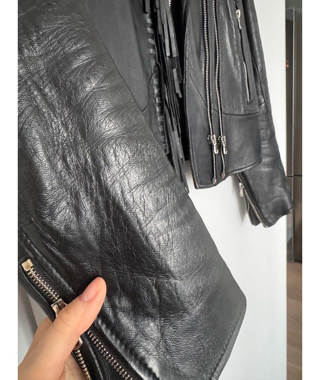 SANDRO Черная кожаная куртка, фото 6