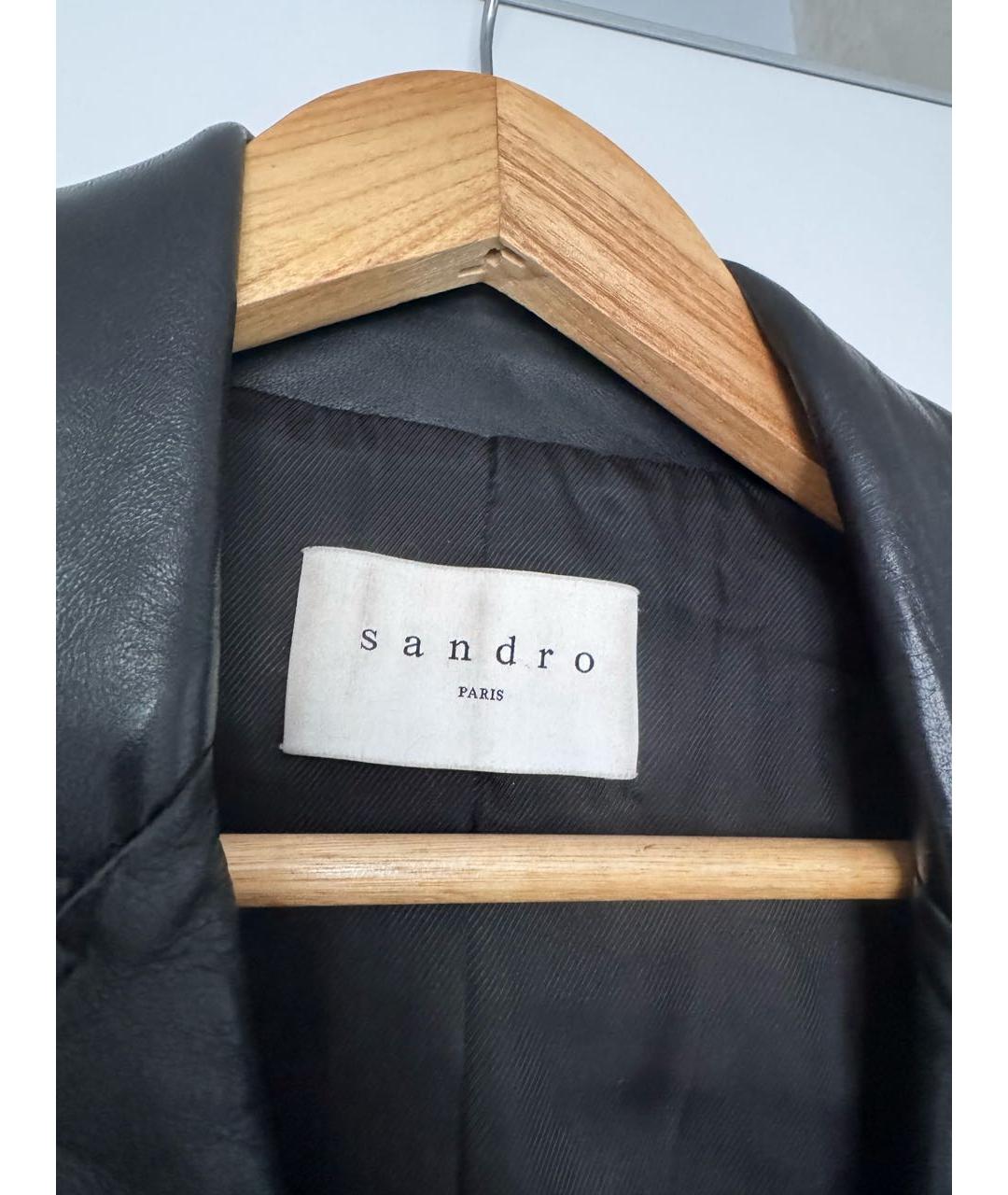 SANDRO Черная кожаная куртка, фото 2