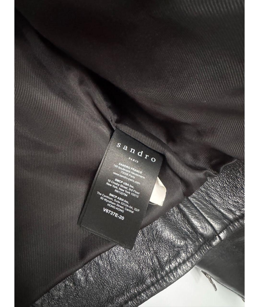 SANDRO Черная кожаная куртка, фото 3