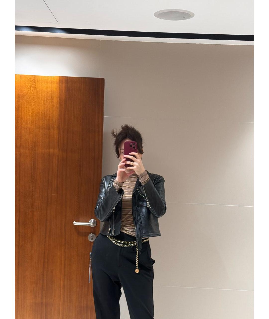 SANDRO Черная кожаная куртка, фото 8