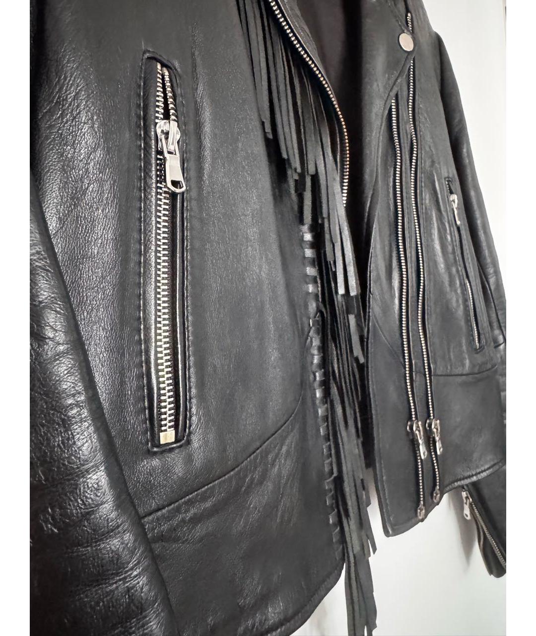 SANDRO Черная кожаная куртка, фото 5