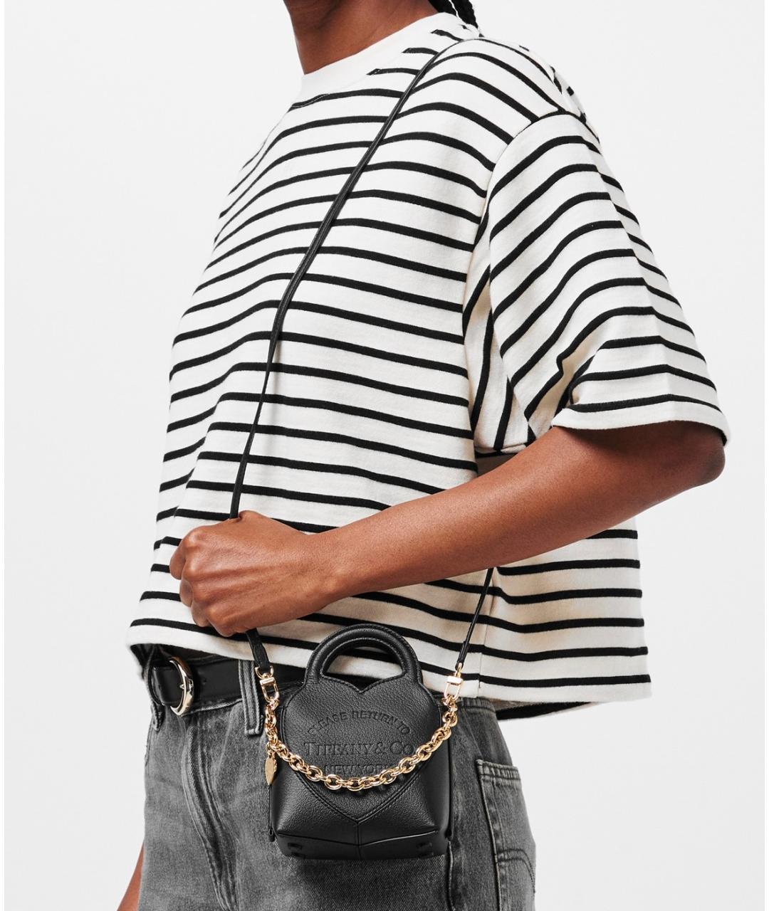 TIFFANY&CO Черная кожаная сумка с короткими ручками, фото 4