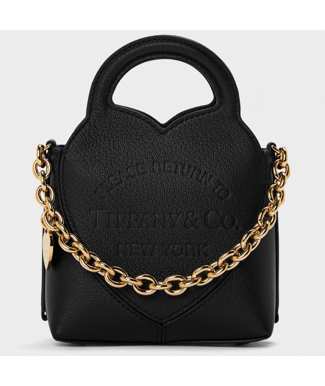 TIFFANY&CO Черная кожаная сумка с короткими ручками, фото 6