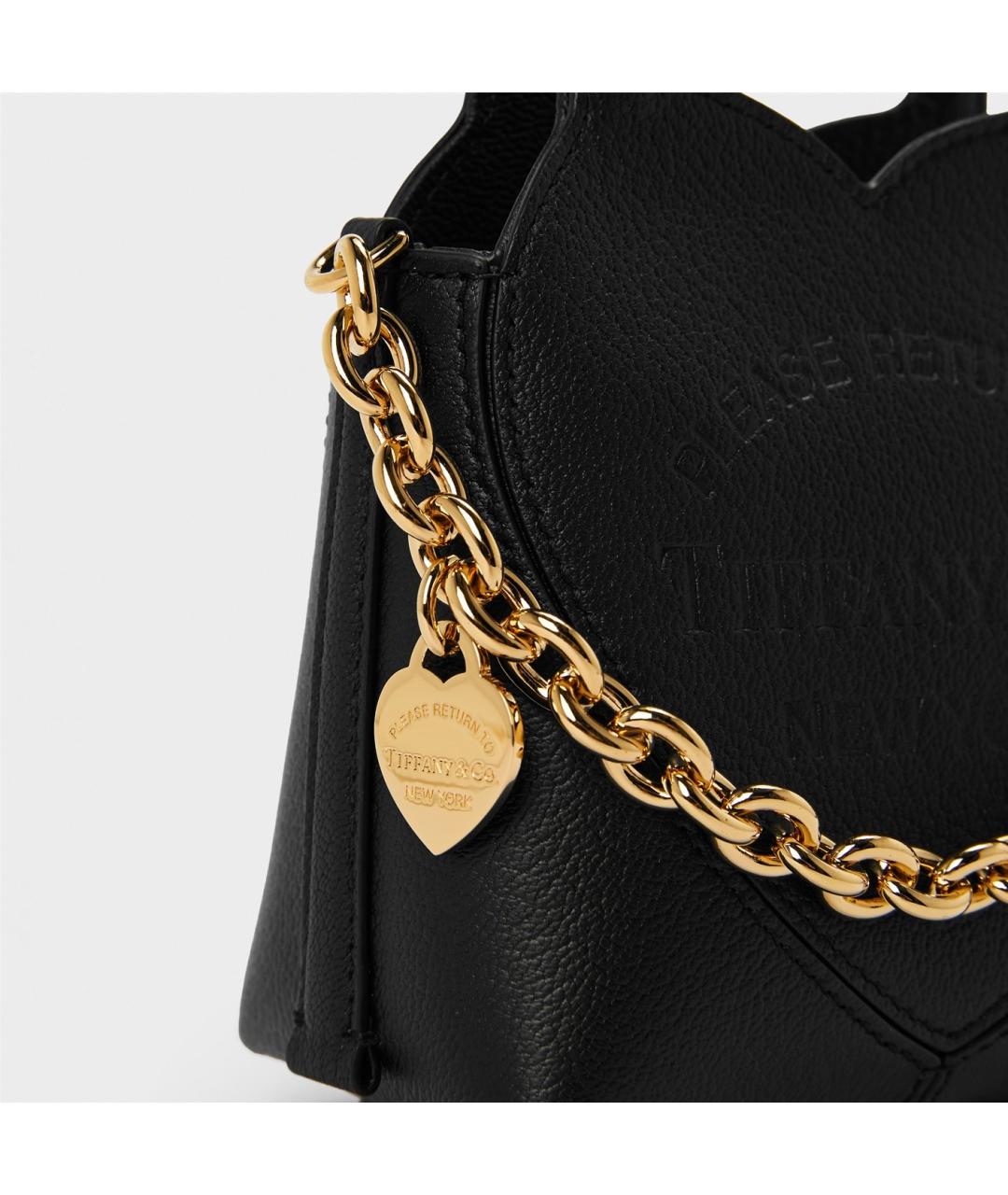 TIFFANY&CO Черная кожаная сумка с короткими ручками, фото 3