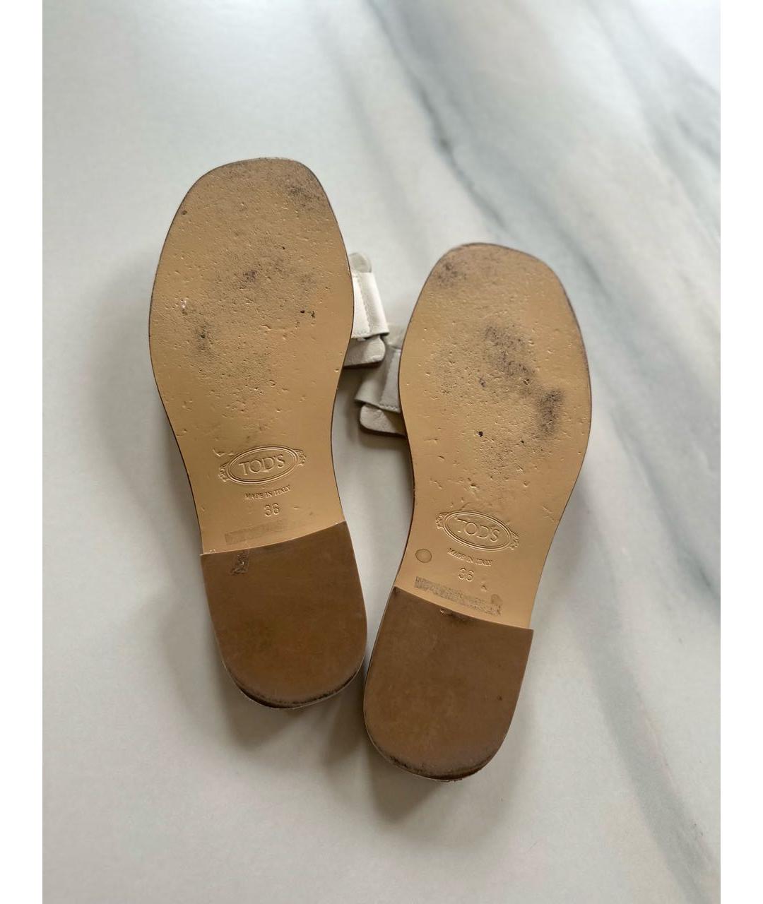 TOD'S Белые кожаные шлепанцы, фото 8