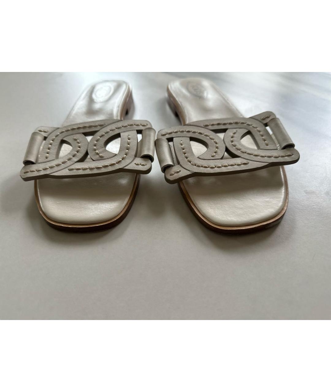 TOD'S Белые кожаные шлепанцы, фото 7