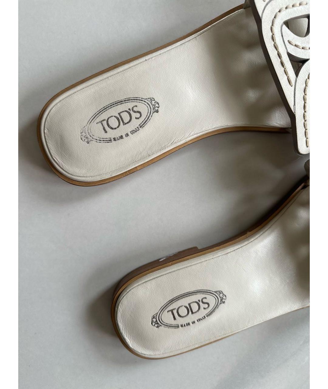 TOD'S Белые кожаные шлепанцы, фото 6