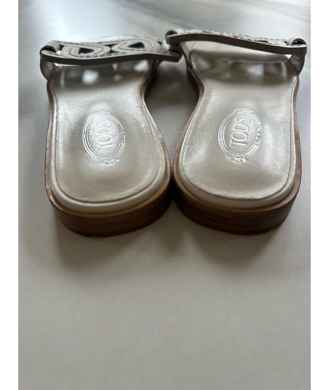 TOD'S Белые кожаные шлепанцы, фото 4