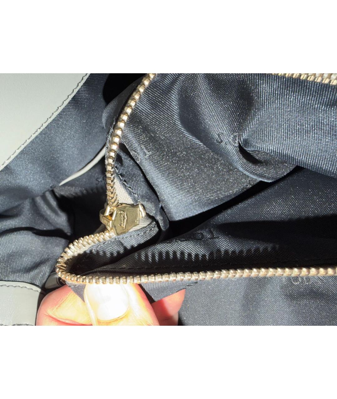 TOD'S Серая кожаная сумка с короткими ручками, фото 7