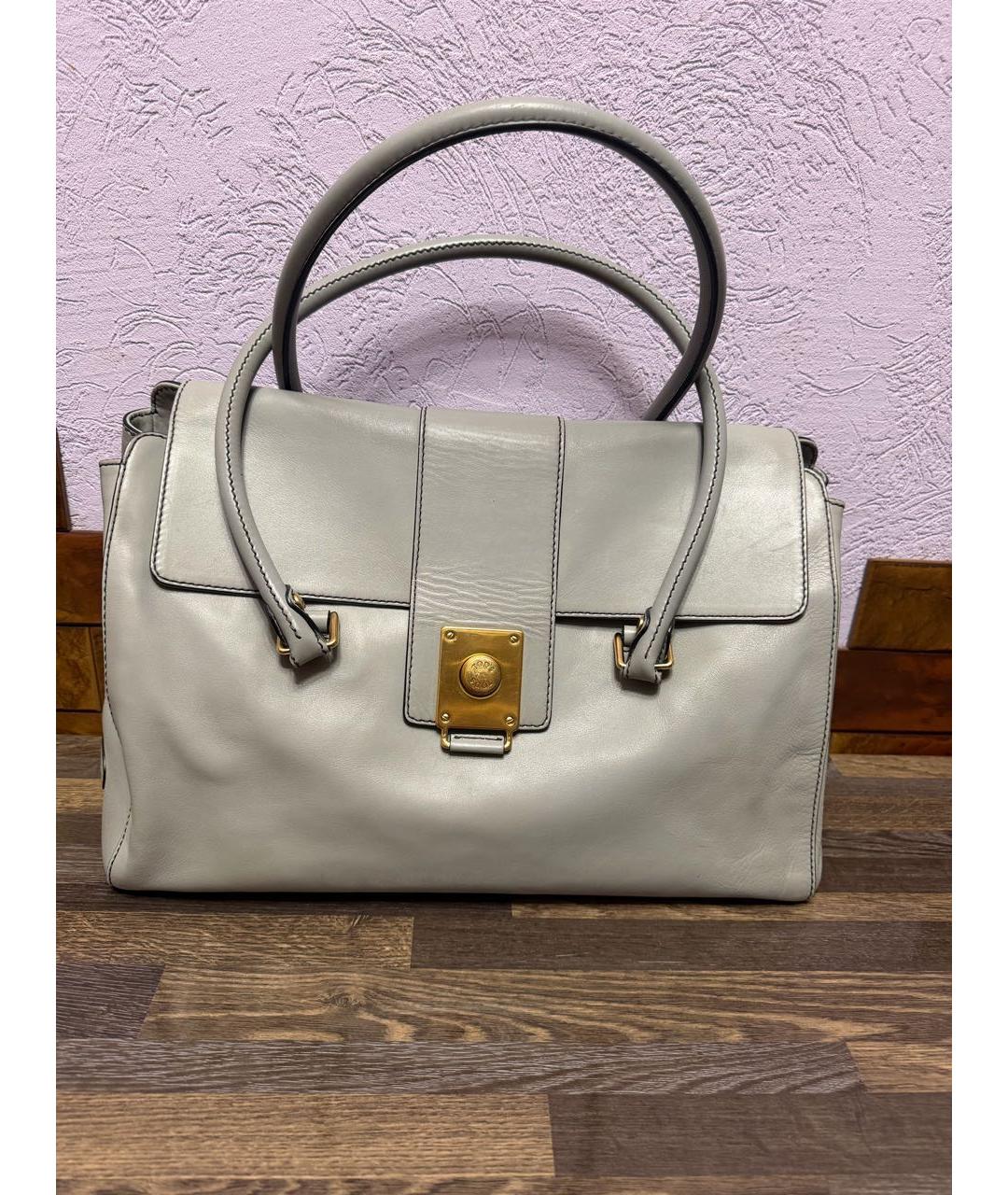 TOD'S Серая кожаная сумка с короткими ручками, фото 9