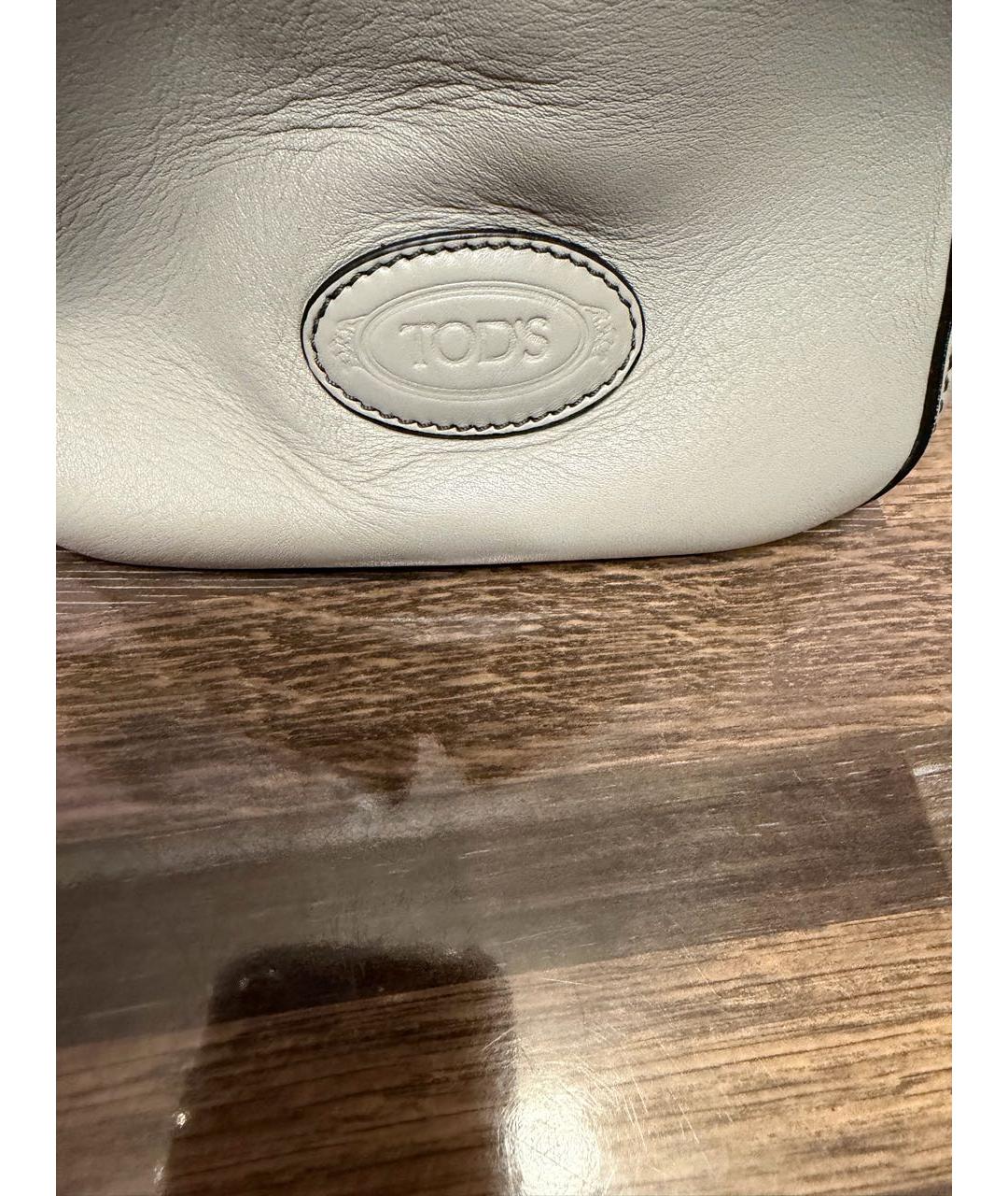 TOD'S Серая кожаная сумка с короткими ручками, фото 8