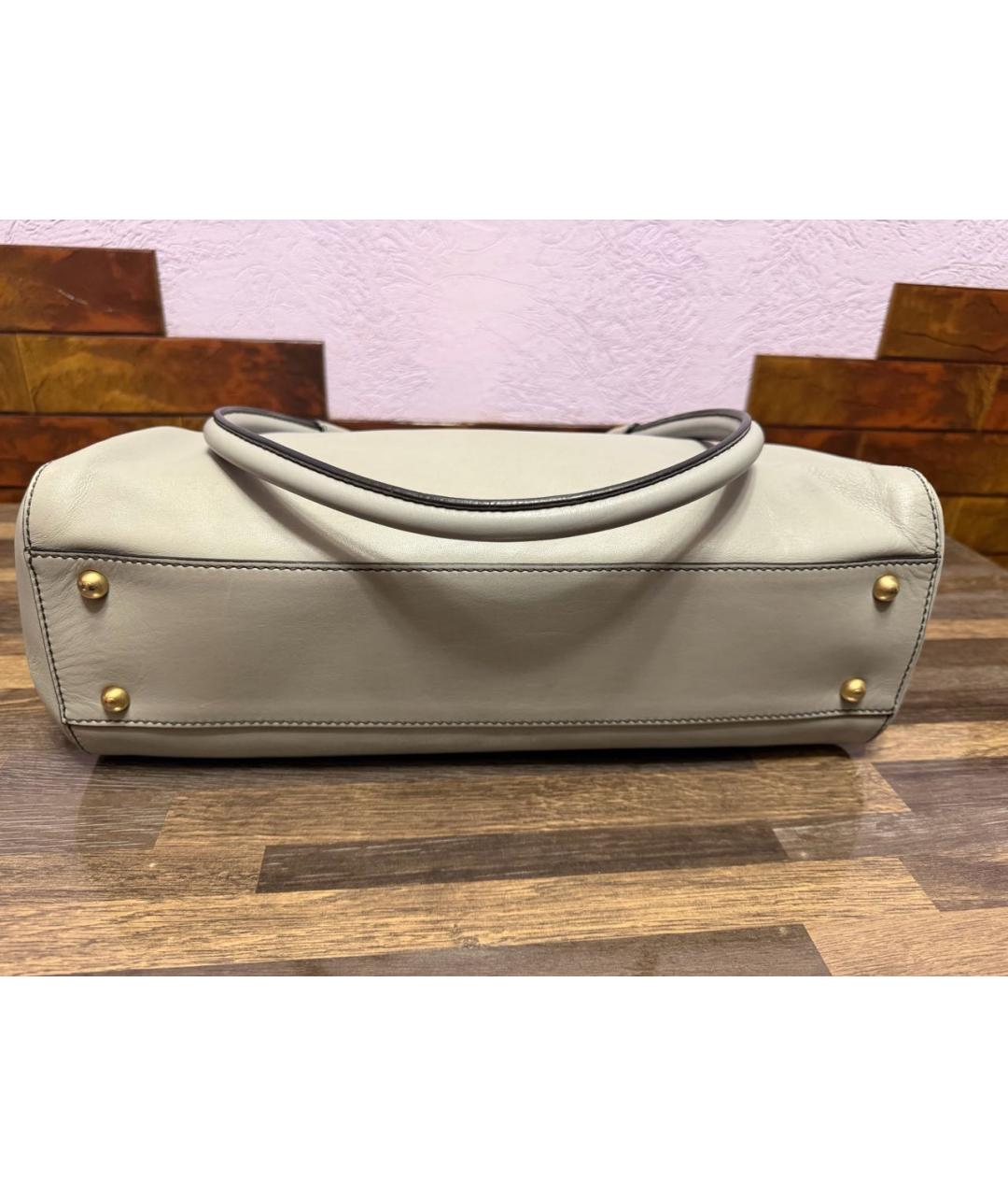 TOD'S Серая кожаная сумка с короткими ручками, фото 3