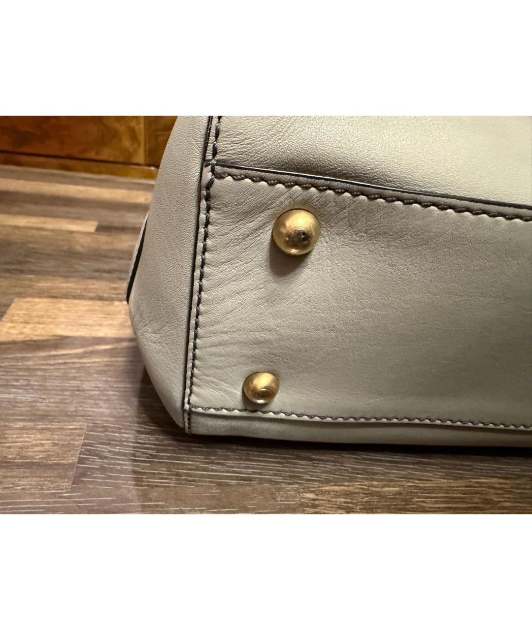 TOD'S Серая кожаная сумка с короткими ручками, фото 5