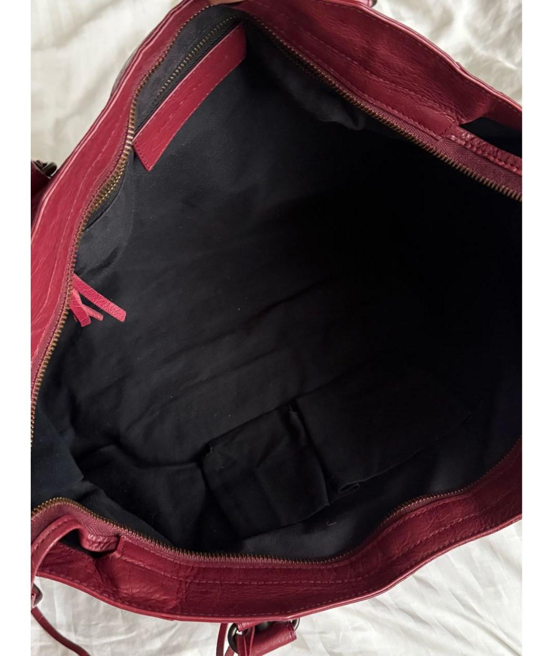 BALENCIAGA Бордовая кожаная сумка с короткими ручками, фото 8