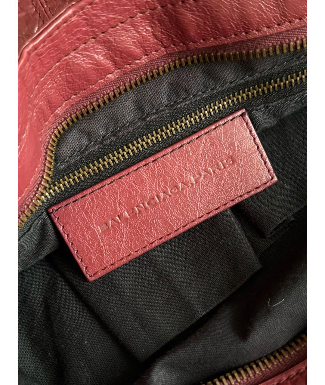 BALENCIAGA Бордовая кожаная сумка с короткими ручками, фото 6