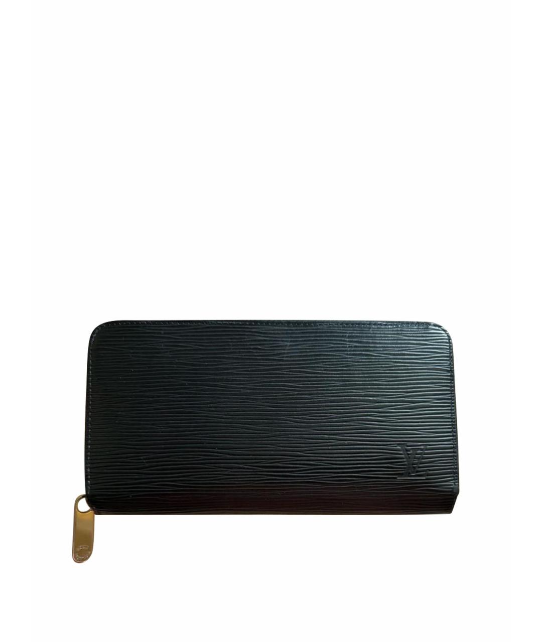 LOUIS VUITTON Черный кожаный кошелек, фото 9