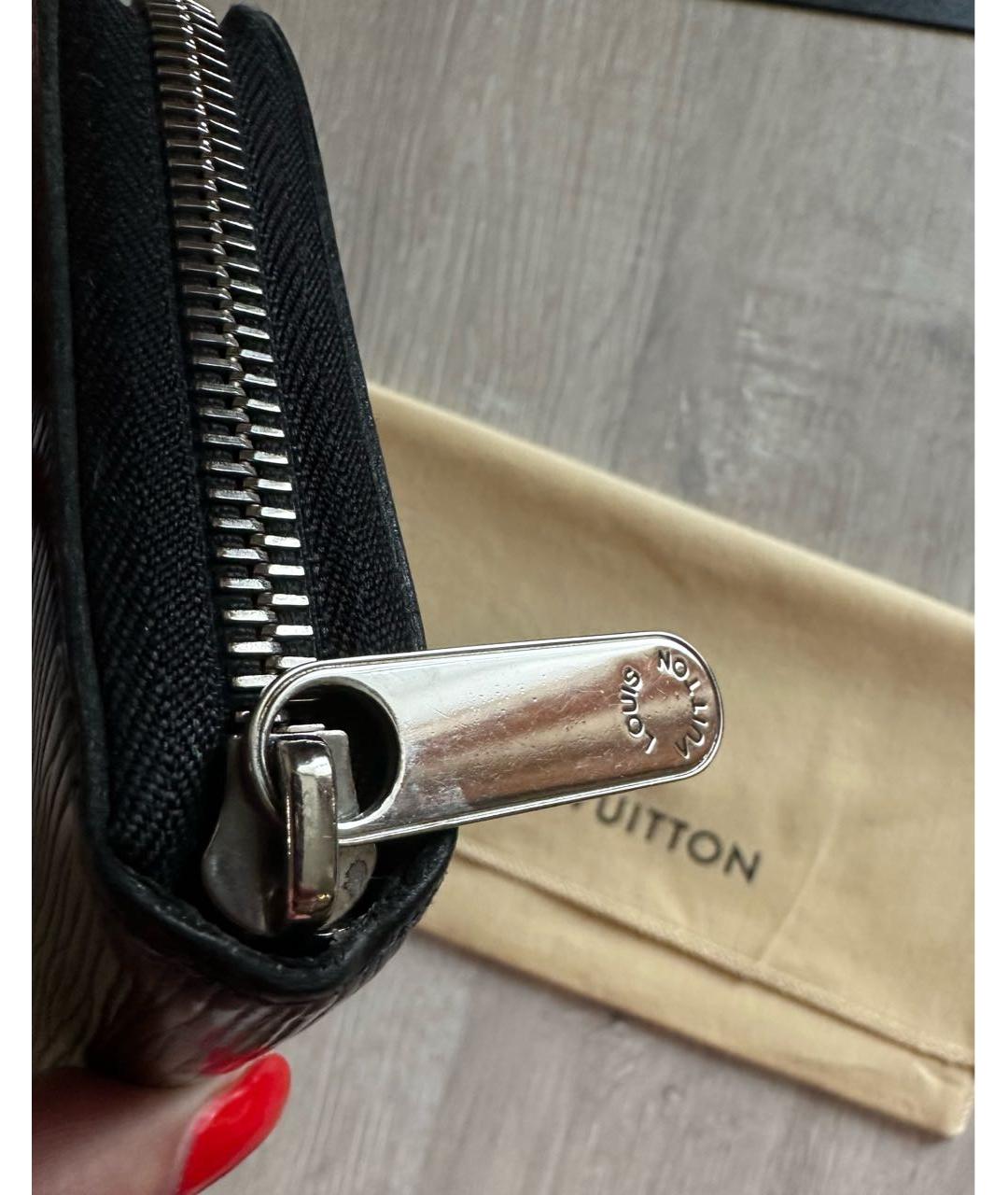 LOUIS VUITTON Черный кожаный кошелек, фото 6