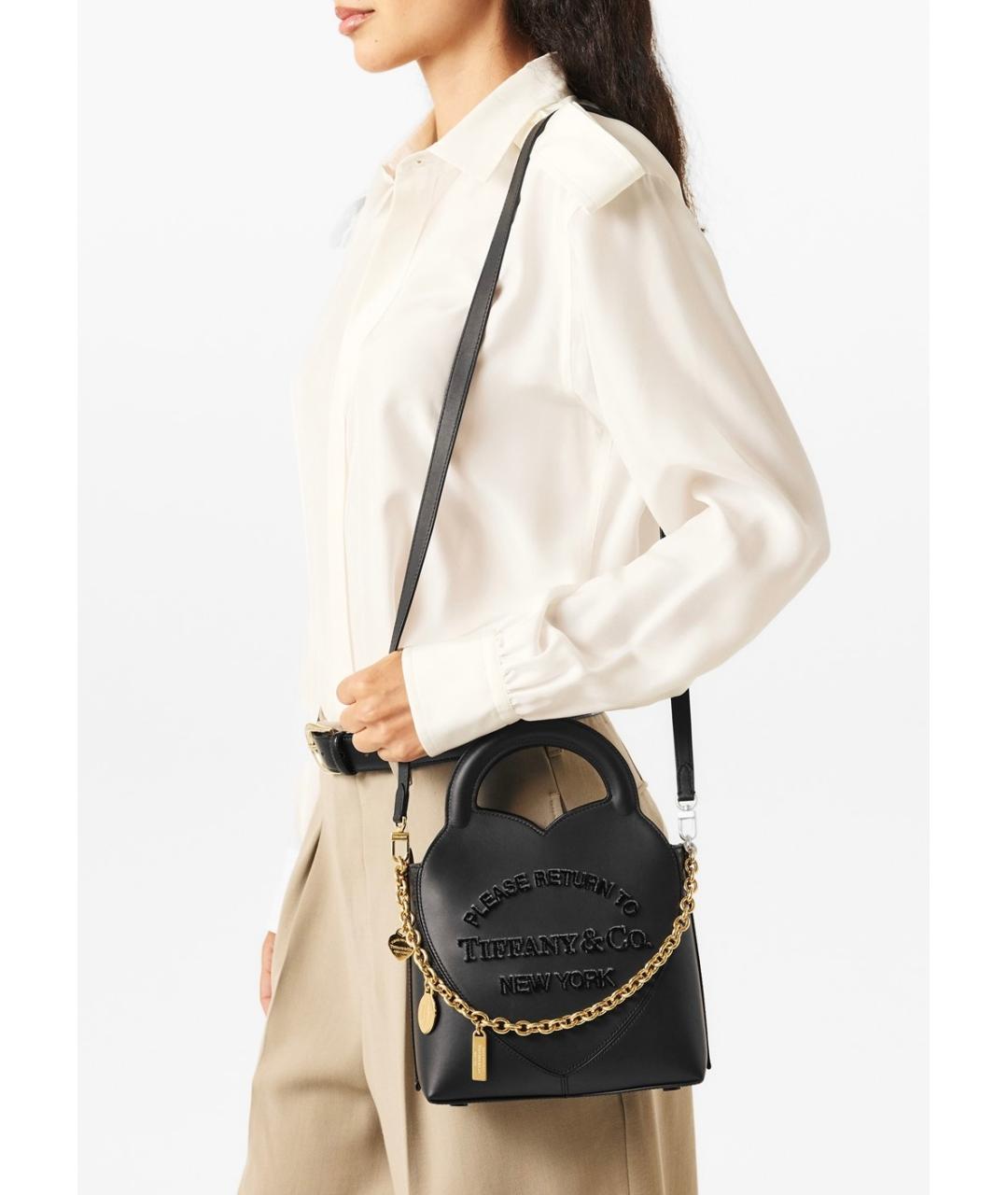 TIFFANY&CO Черная кожаная сумка тоут, фото 5