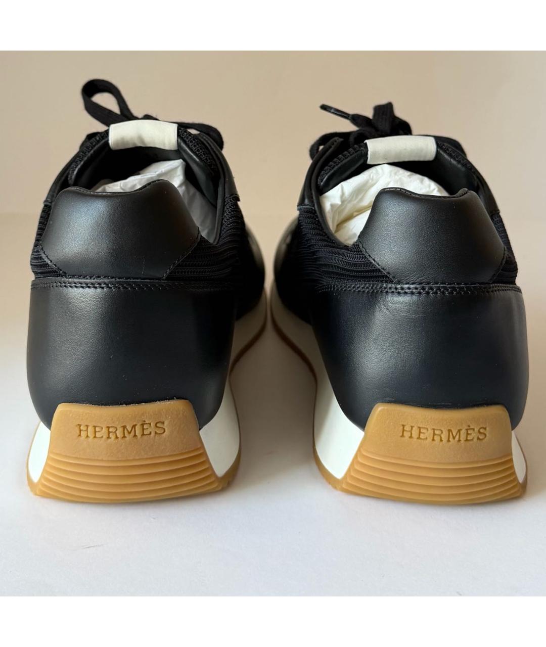 HERMES Черные текстильные низкие кроссовки / кеды, фото 4