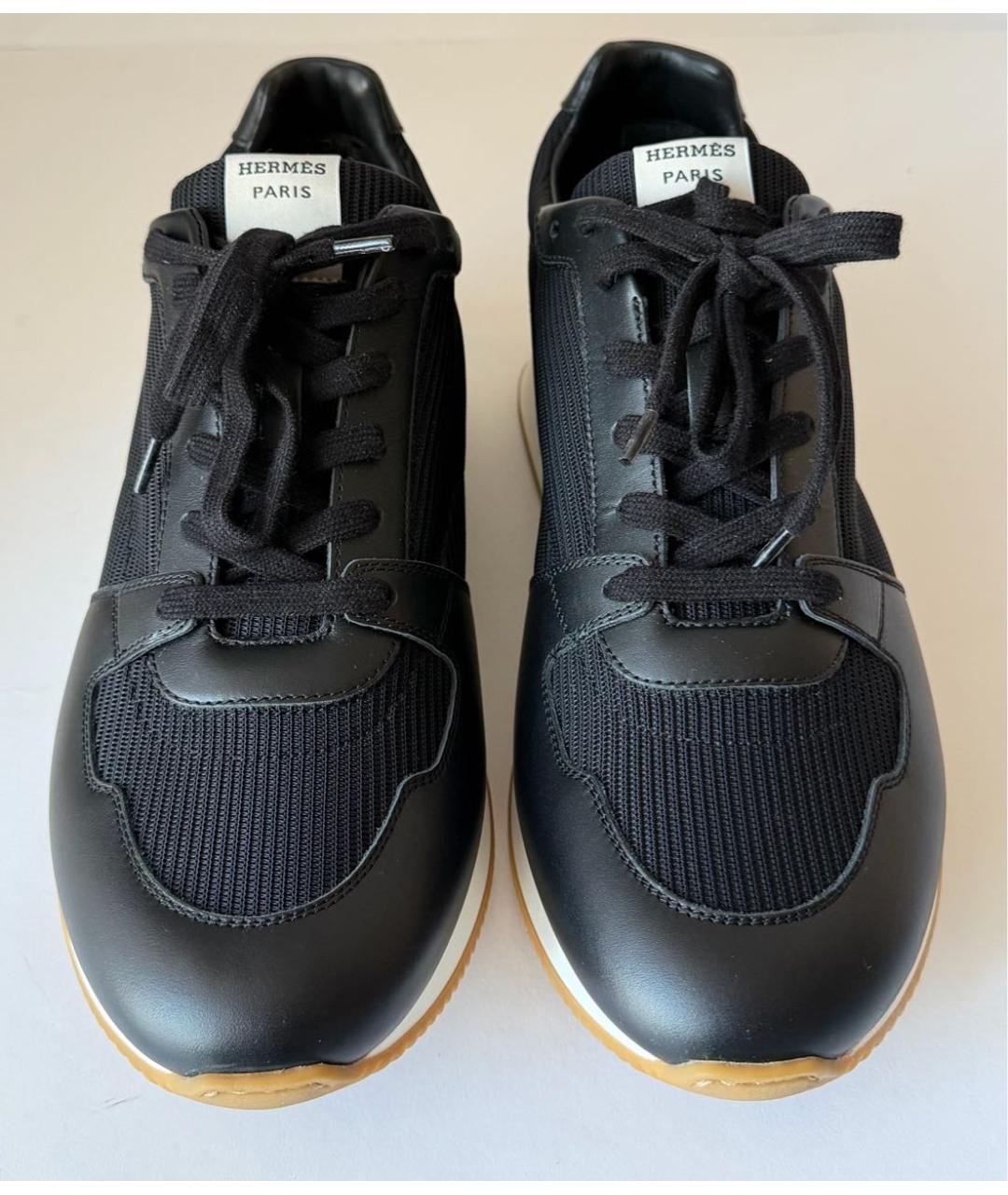 HERMES Черные текстильные низкие кроссовки / кеды, фото 2