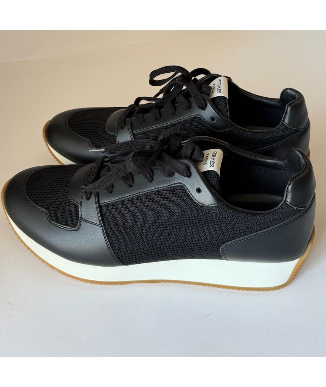 HERMES Черные текстильные низкие кроссовки / кеды, фото 8
