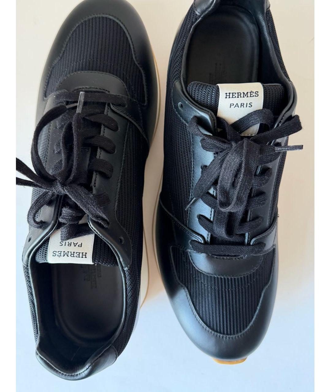 HERMES Черные текстильные низкие кроссовки / кеды, фото 3