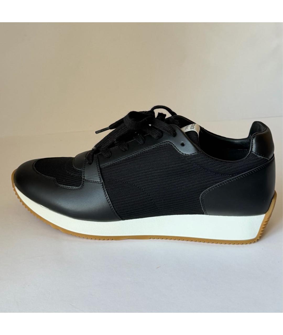 HERMES Черные текстильные низкие кроссовки / кеды, фото 9