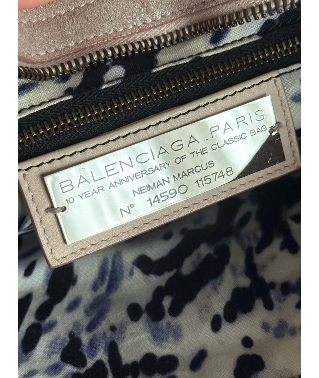 BALENCIAGA Розовая замшевая сумка с короткими ручками, фото 7