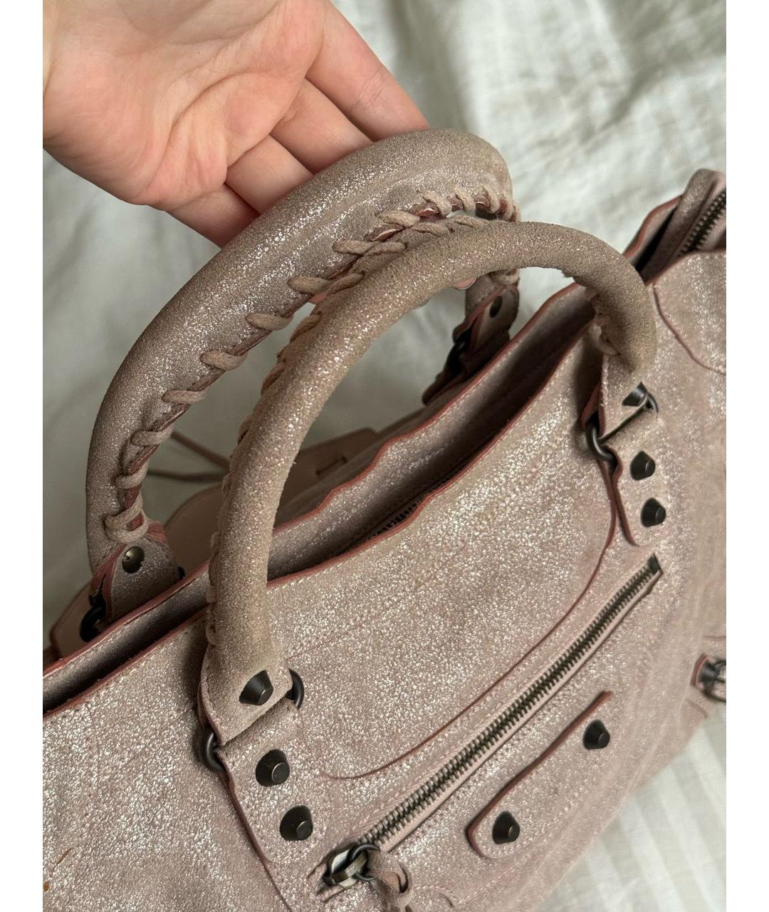 BALENCIAGA Розовая замшевая сумка с короткими ручками, фото 3