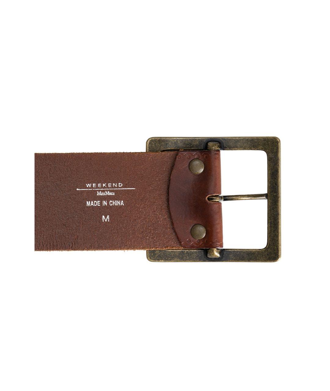WEEKEND MAX MARA Коричневый кожаный ремень, фото 4